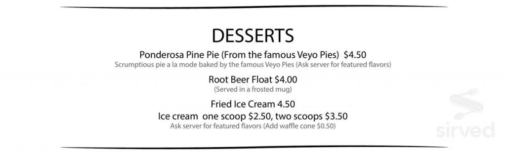 Brandin' Iron Steakhouse menu in Pine Valley, Utah, USA